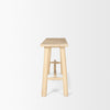 Side profile view showcasing the narrow architectural footprint and the clean silhouette of the light wood frame