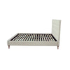 Side profile view showcasing the sleek architectural lines and the integrated wooden slat support system