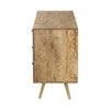 Side profile view showcasing the natural wood grain and the elegant flare of the gold-finished tapered legs