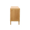 Side profile view showcasing the slim architectural depth and the smooth wood finish of the sideboard unit