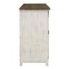 Side profile view showcasing the depth of the unit and the clean vertical lines of the distressed white wood frame