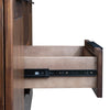 Side view of an open drawer highlighting the high-quality metal glides and solid wood interior construction
