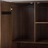 Detailed interior view highlighting the spacious shelving units and the high-quality craftsmanship of the wood storage cabinet