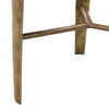 Close-up shot focusing on the Y-shaped crossbar joinery and the textured antique brass finish of the tripod base