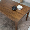 Full overhead bird's-eye view of the tabletop showcasing the unique butcher-block style wood grain patterns