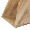 Perspective view looking into the hollowed interior of the sculptural base showing the natural wood texture and joinery detail