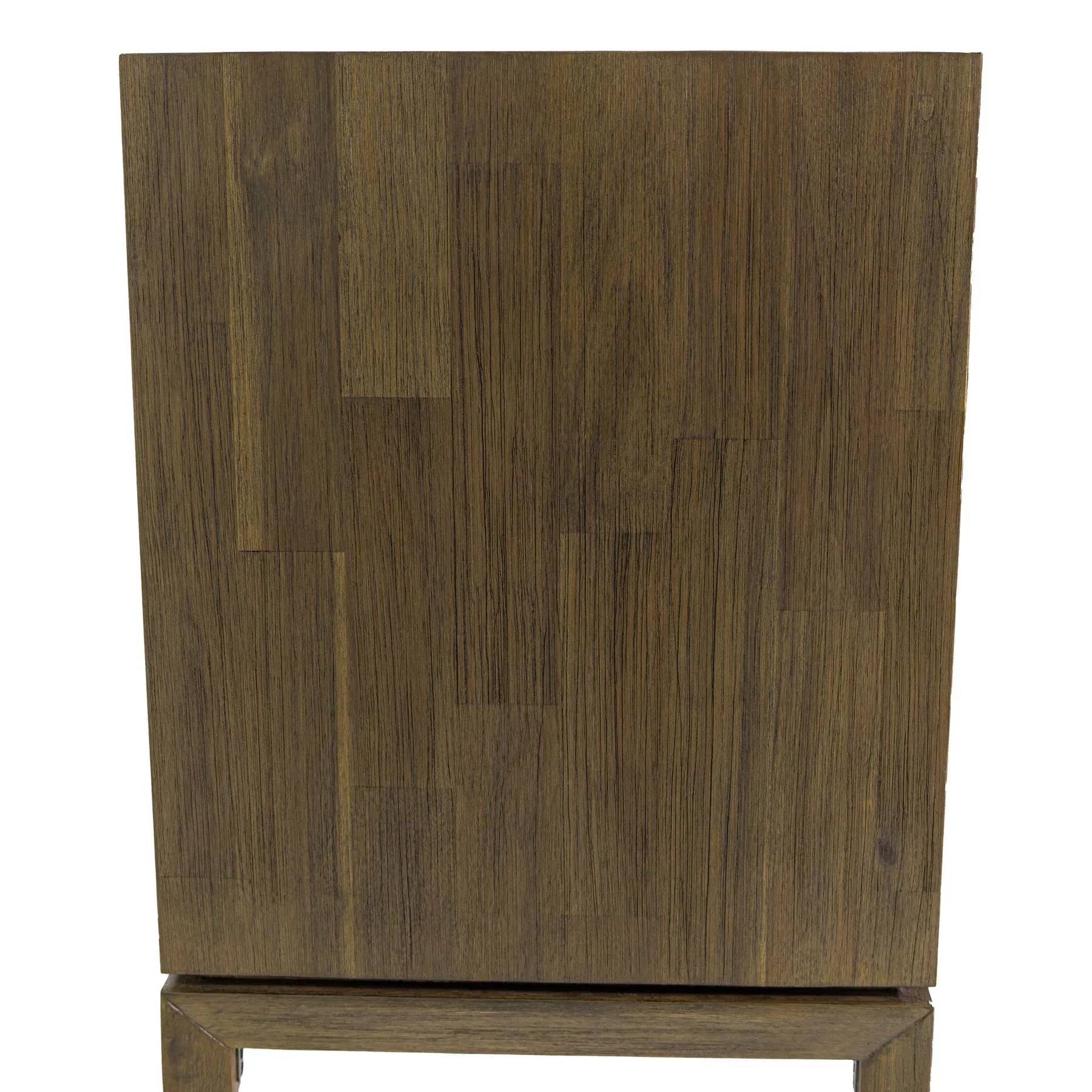 Front view of the West 6-drawer double dresser featuring a rich natural wood finish, dark circular knobs, and top drawers with vertical fluted detailing