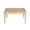 Front view of the Sonoma square outdoor coffee table crafted from solid teak wood with a natural finish