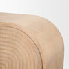 Close up of the curved top corner and reverse fluted texture on Sorina cabinet