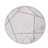 Direct overhead view of the circular marble tabletop showcasing the complete geometric gold inlay design