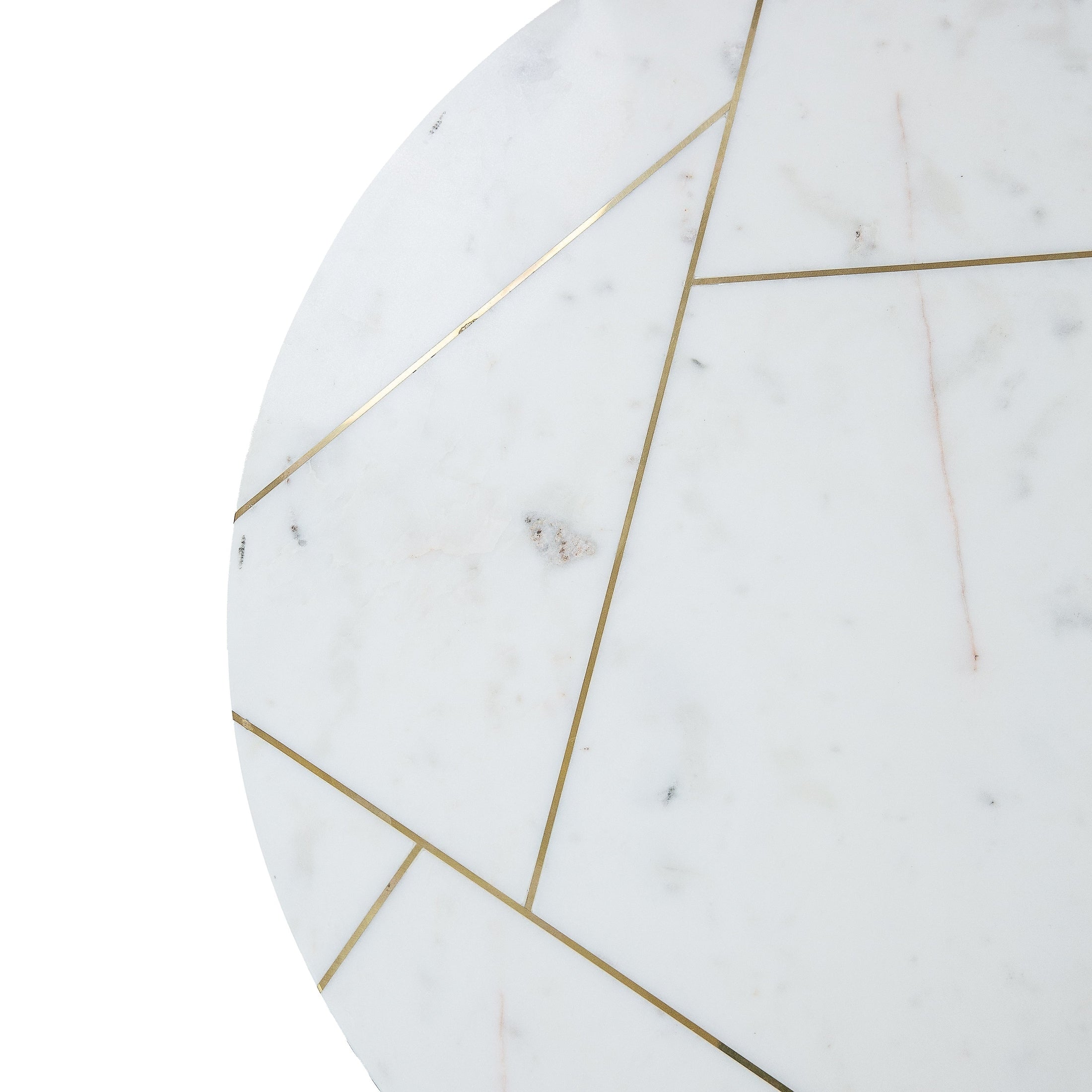 Macro view focusing on the natural marble veining integrated with decorative gold metal inlay patterns