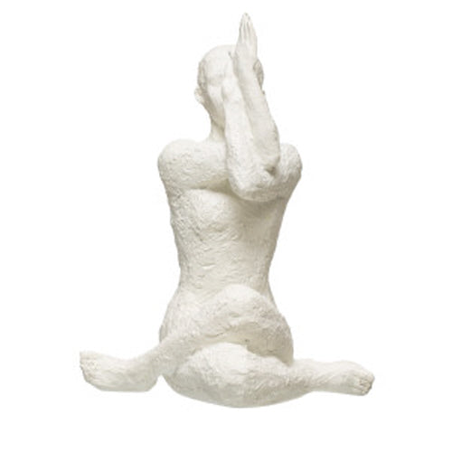 7-1/4"L x 5-3/4"W x 9-1/4"H Resin Yoga Figure, Volcano Finish, White