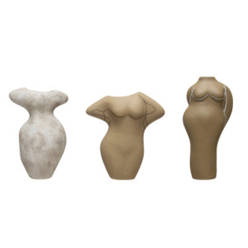 6-1/4"H - 9"H Terra-cotta Body Vases, 3 Colors, Set of 3