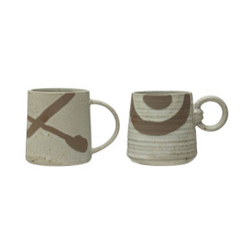 Stoneware Mug, Reactive Glaze, Speckled Cream Color & Brown