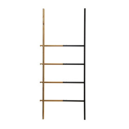 24-1/2"W x 63"H Two-Tone Metal & Wood Ladder, Black & Natural