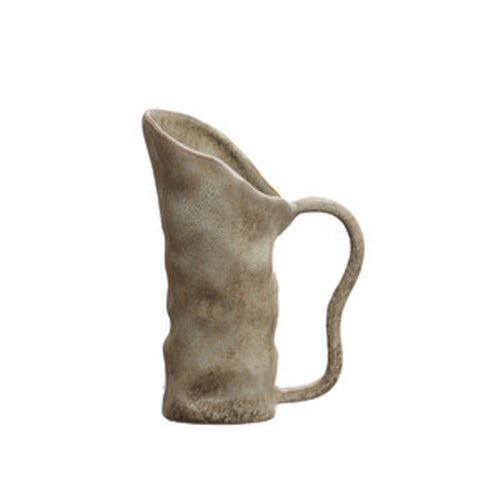 Stoneware Organic Shaped Pitcher, Reactive Glaze -  Green