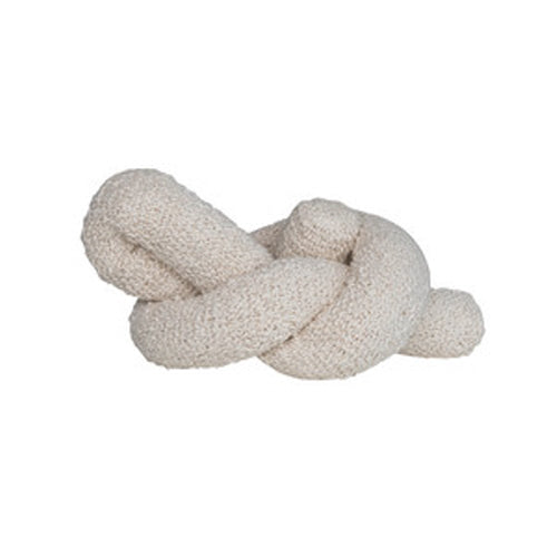 22"L x 9"W x 7"H Woven Cotton Bouclé Knot Pillow, Cream Color