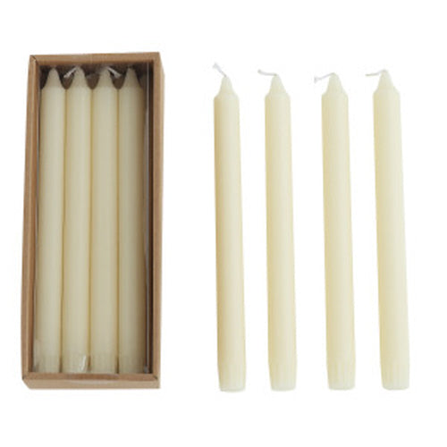 10"H Unscented Taper Candles In Box, Set of 12 (Approximate Burn Time 10 Hours)