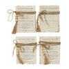 Wood Block Books w/ Saying & Jute Tie, White, 4 Styles