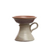 Stoneware Pillar Holder w/ Handle - Reactive Glaze