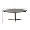 Product shot of the Stellar coffee table with dimensional markers for height and tabletop diameter