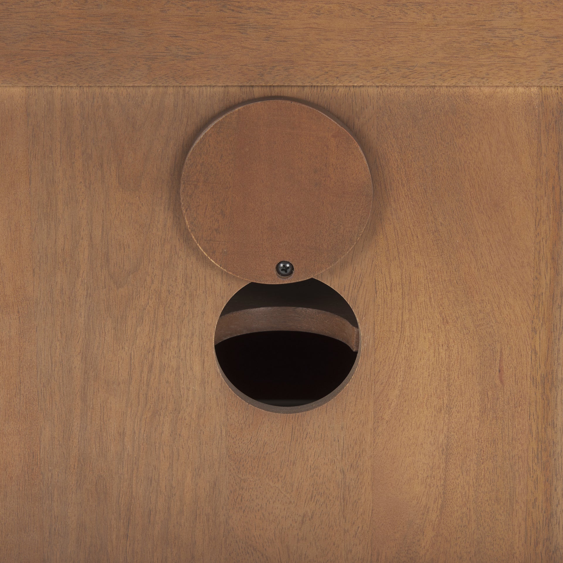 Close-up shot of the architectural wood base on the brown version highlighting the durable support system