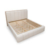 Perspective view of the internal bed construction showing the durable wooden slats and central support rail for mattress stability