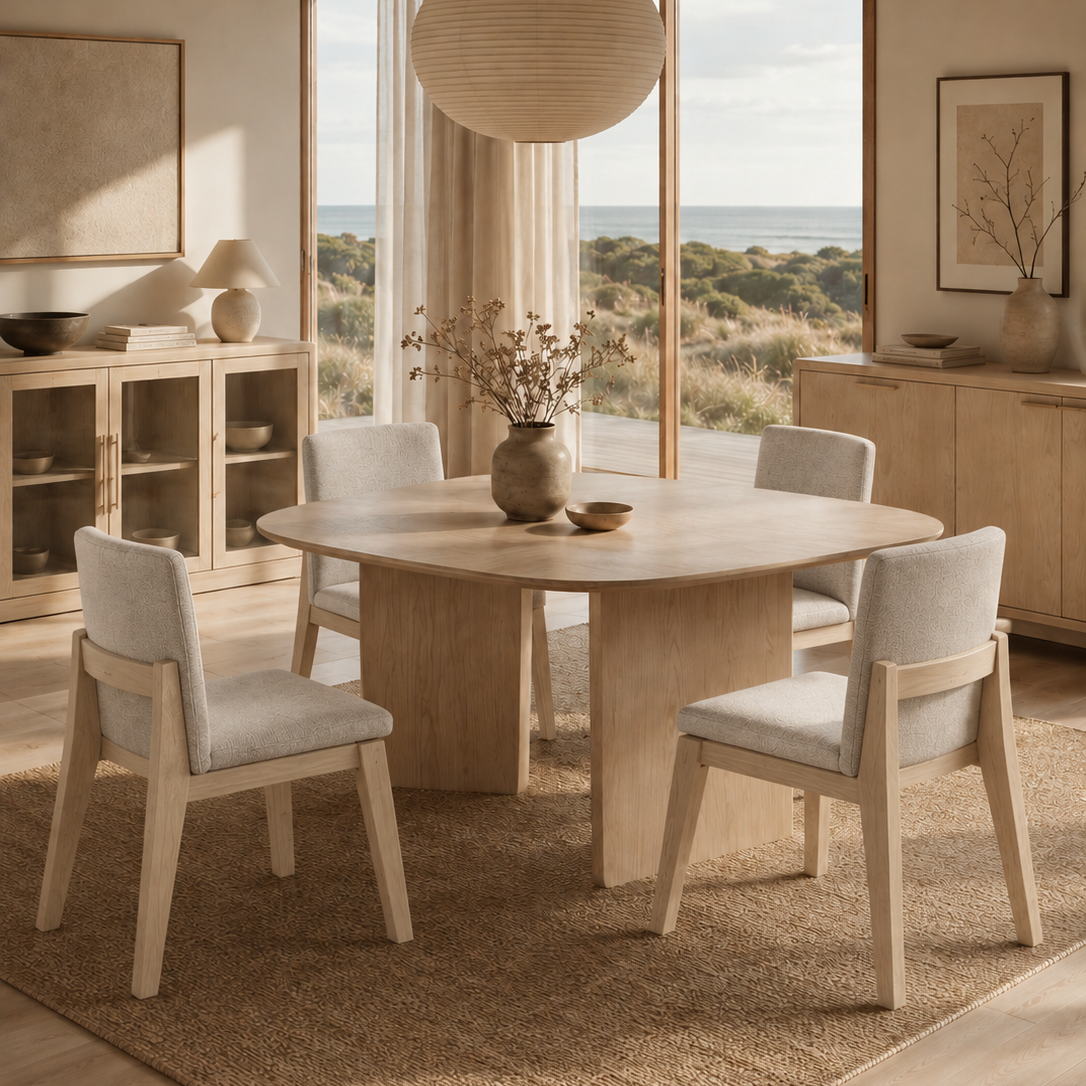 Sunniva Upholstered Dining Chair – White Sand