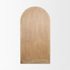 View of the solid wood back panel on the Suri arched cabinet