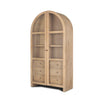 Three-quarter angle view of the Suri arched wood display cabinet