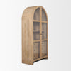 Rear angle view of the Suri glass door curio cabinet in natural wood
