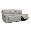 Angled view of Sven sofa with power footrest extended