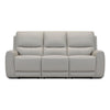 Front view of Sven light grey leather power recliner sofa