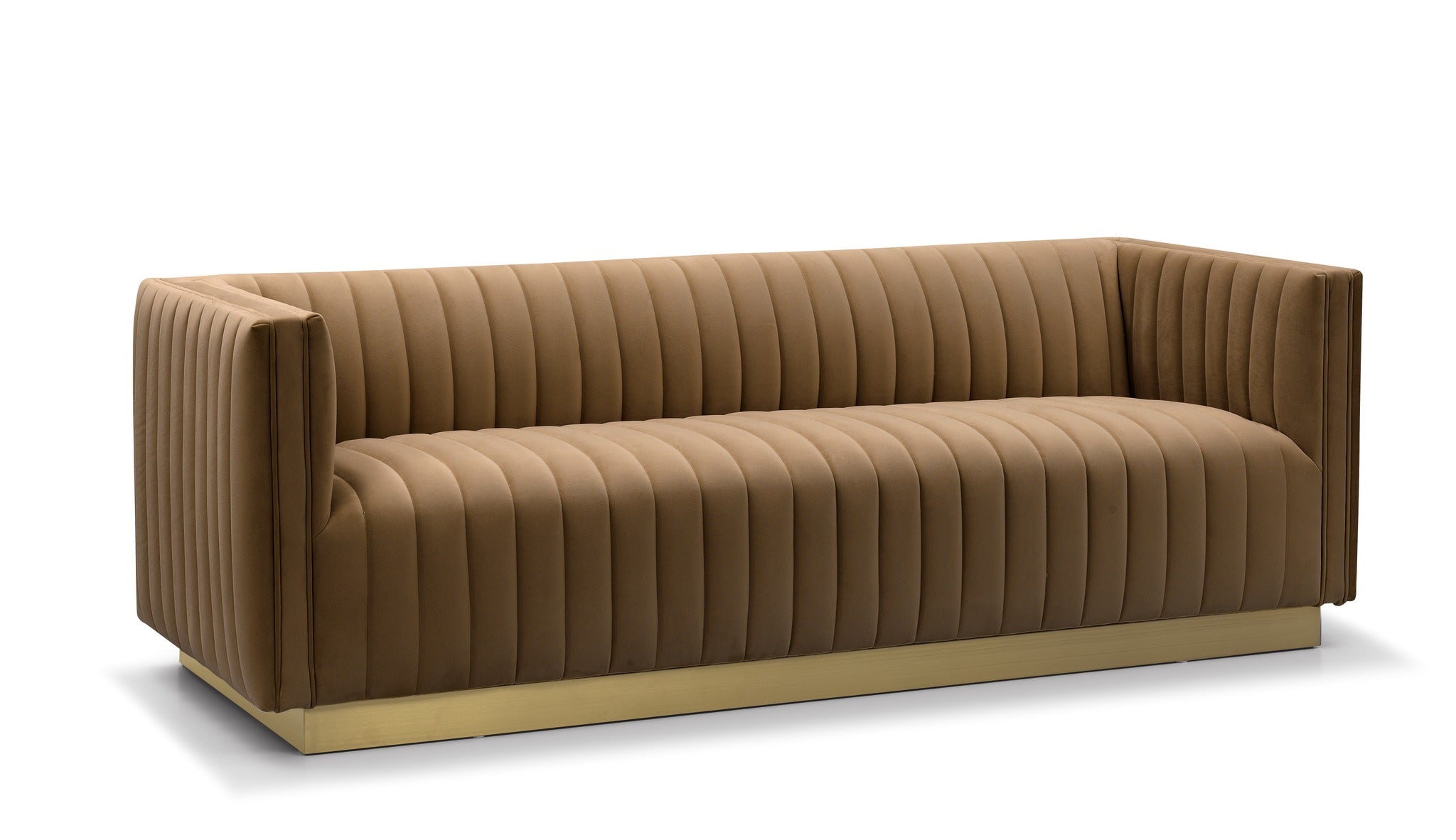 Bretz Mid Century Retro Modern Sofa - Velvet Bronze