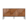 Straight-on front view showcasing the symmetrical chevron texture across the three cabinet doors