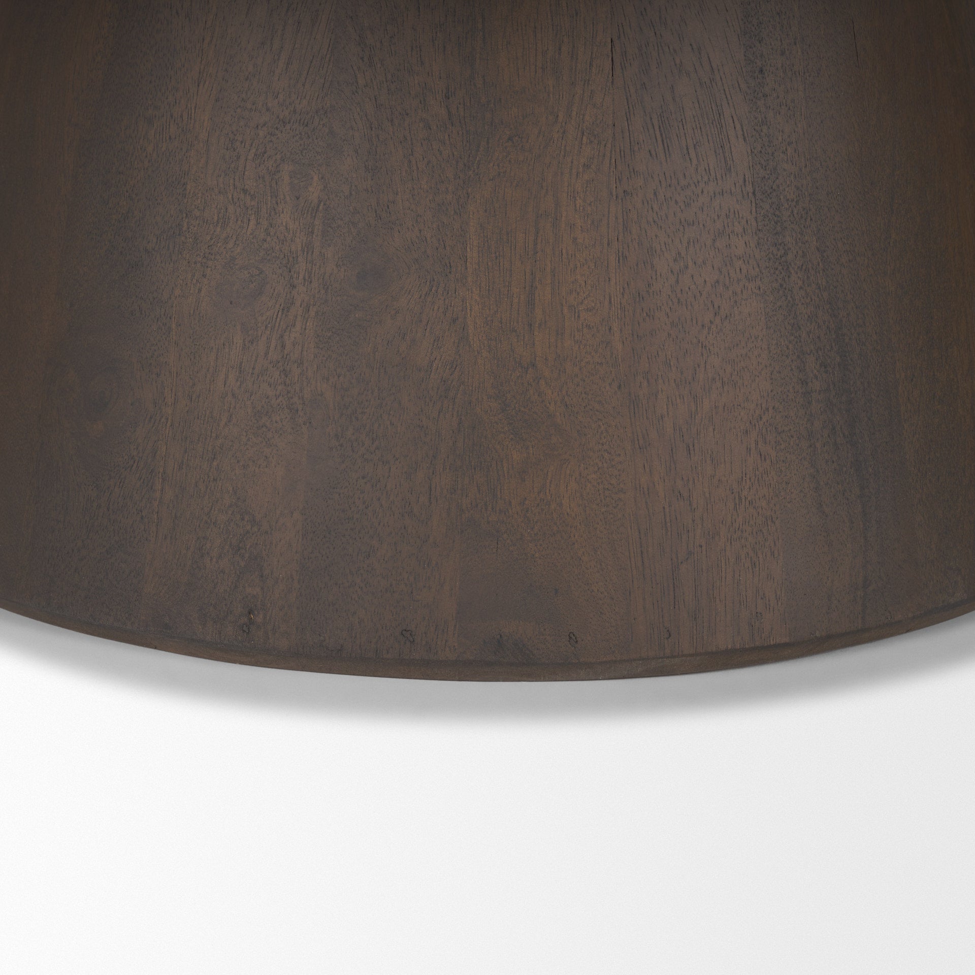 Front view of the Takoda nesting coffee table set featuring two dark brown wood circular tables with tapered pedestal bases