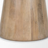 Close-up view focusing on the vertical natural wood grain and high-quality joinery of the tapered pedestal base