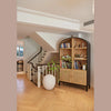 High-perspective lifestyle shot featuring the cabinet styled with green plants and natural light