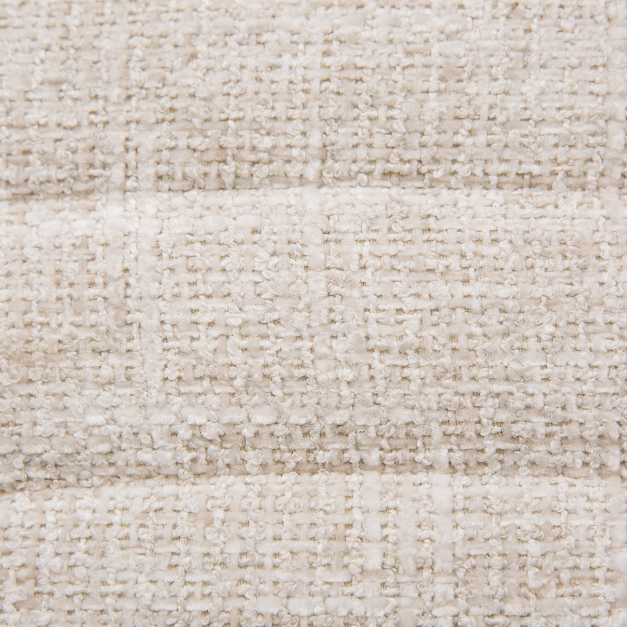 Tera small upholstered bench in cream textured fabric with waterfall edges