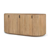 Angle view of Terra curved fluted sideboard in natural wood