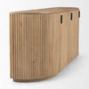 Top angle view of Terra fluted media console with rounded ends