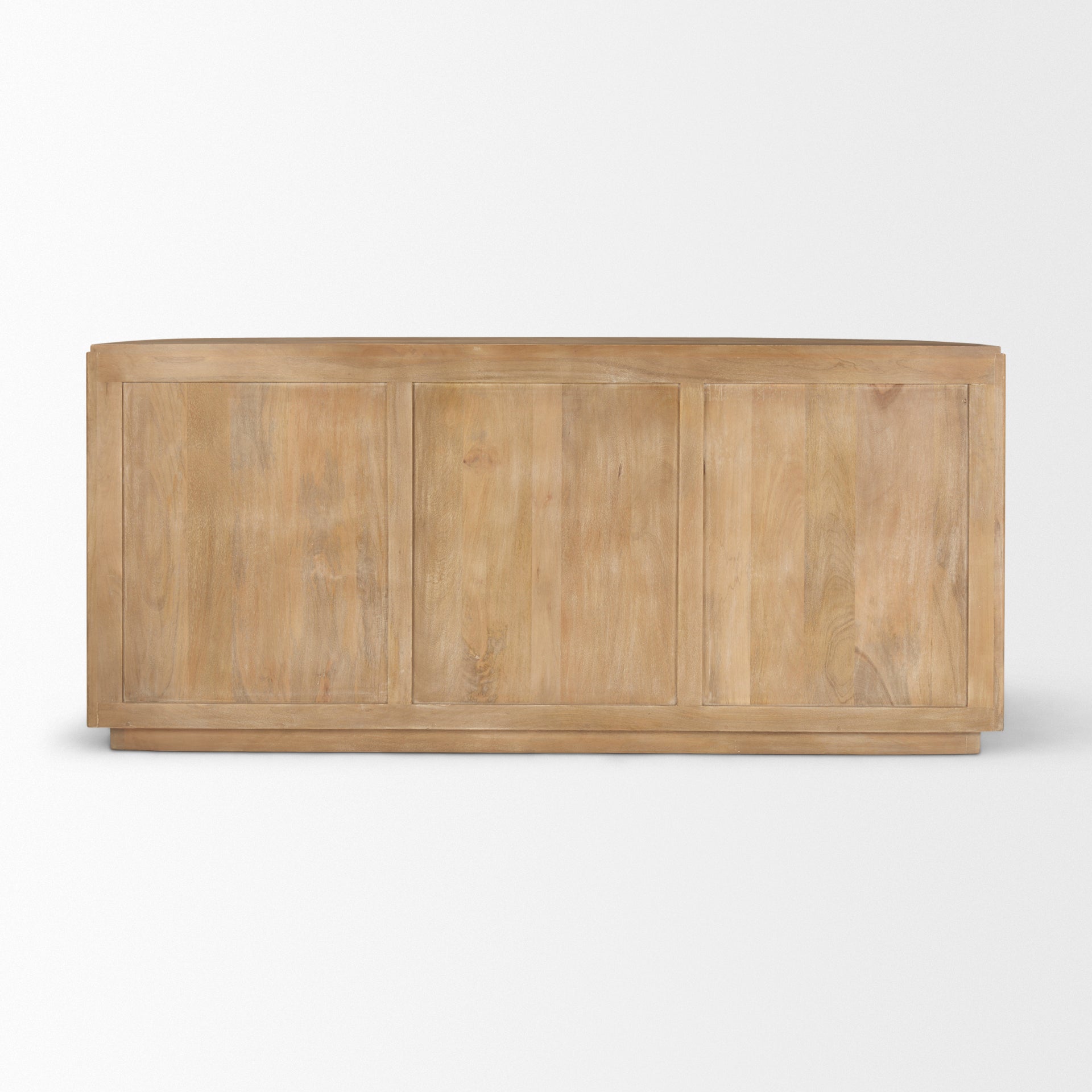 Terra light brown wood fluted sideboard front view with curved ends