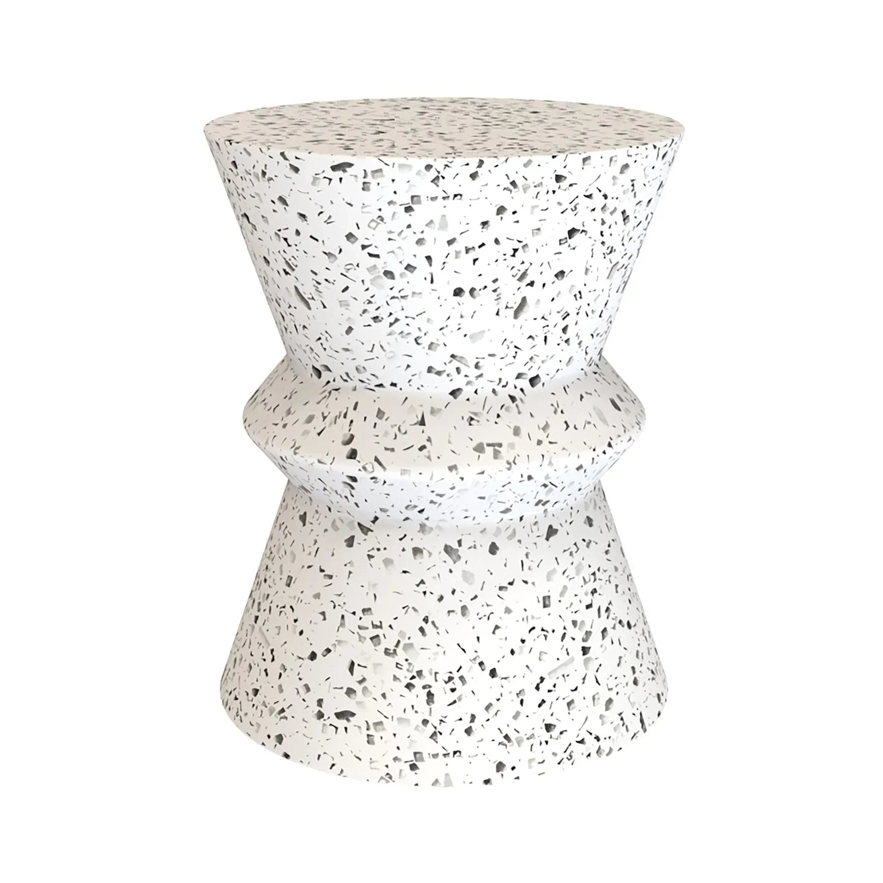 Modern concrete hourglass side table in dark grey finish