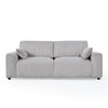 Front view of the Theo 2-seater sofa variant in light grey corduroy.