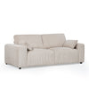 Angled view of Theo Sofa in cream, contemporary fabric sofa design