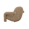 Rear angled view highlighting the seamless taupe teddy upholstery and the sturdy wide stance of the chair