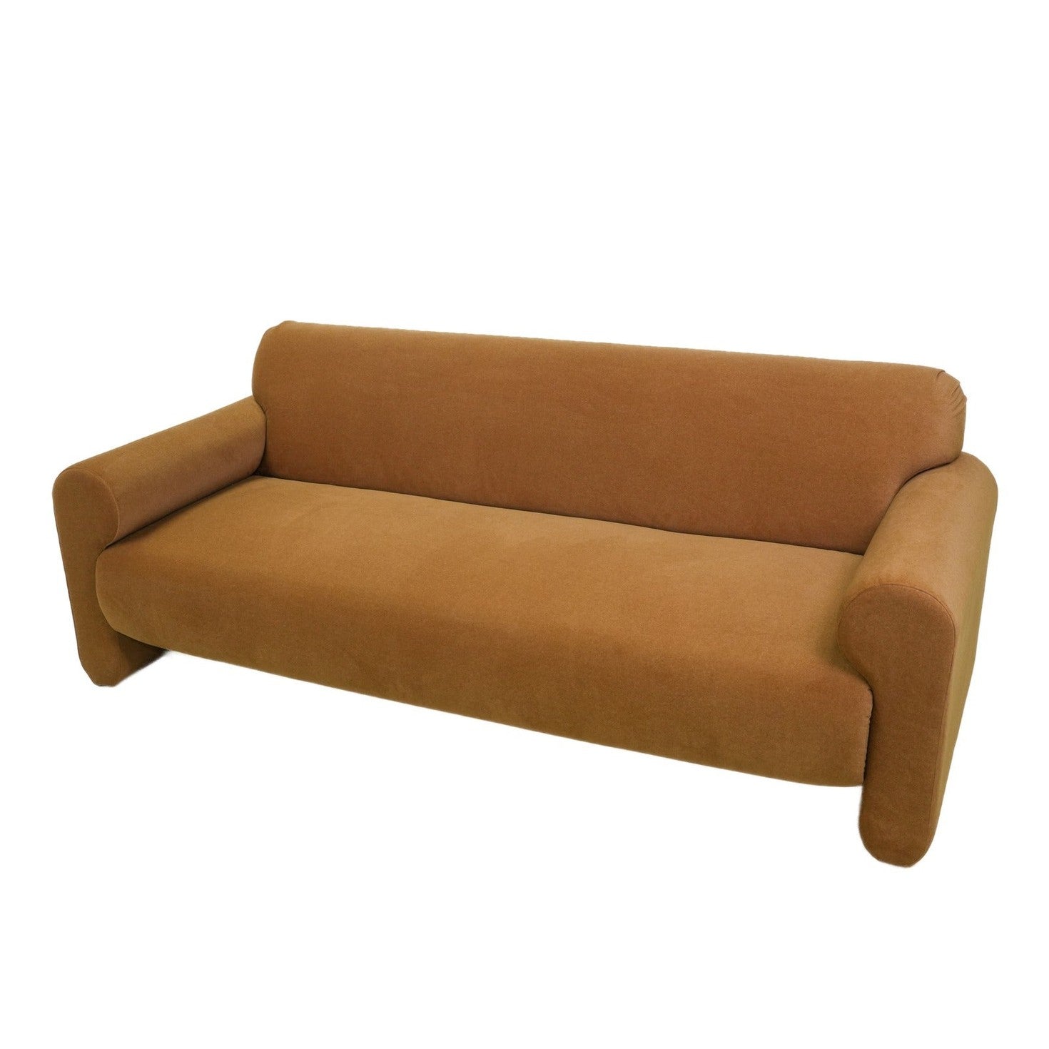 Front view of Torvi roll arm sofa in forest green