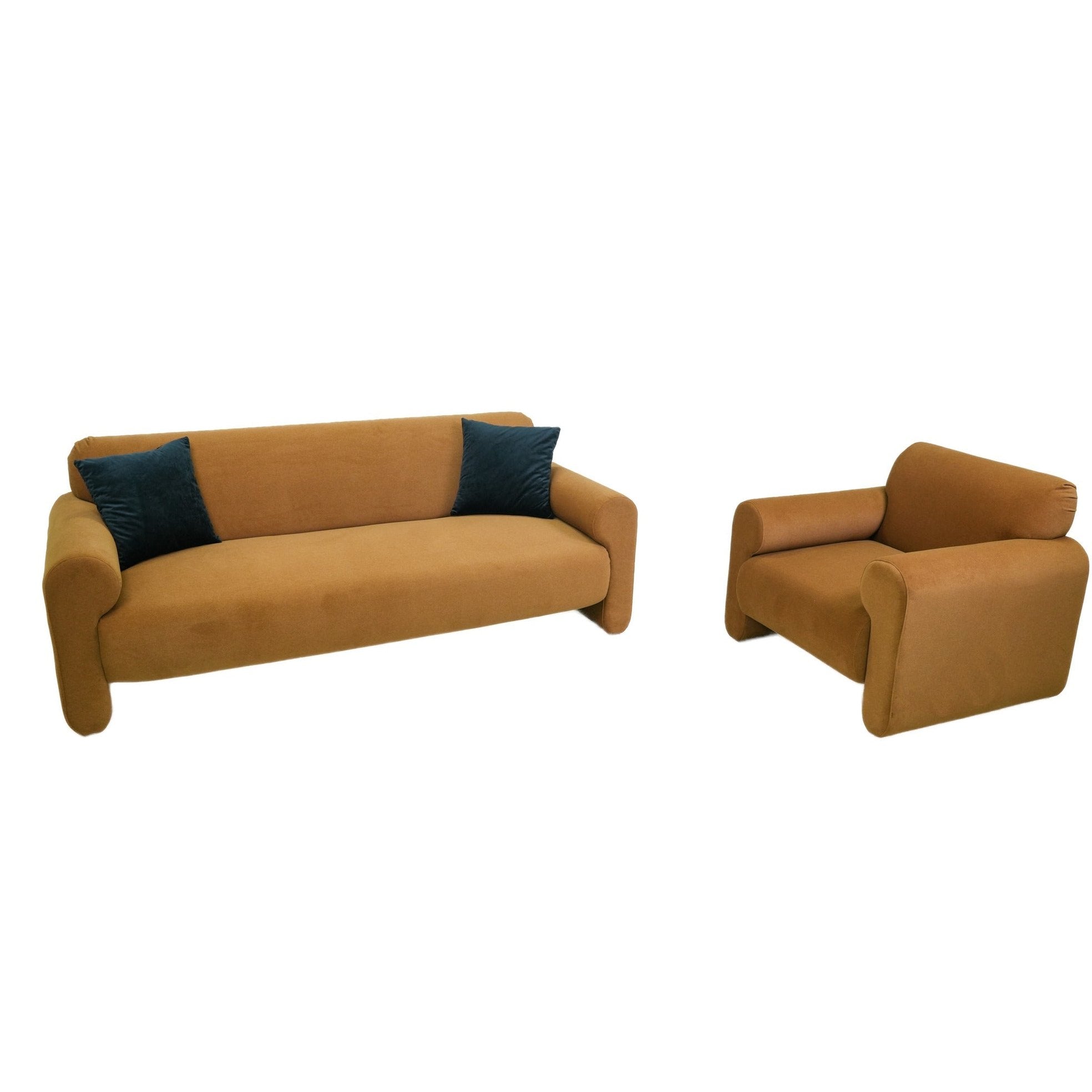 Front view of Torvi roll arm sofa in forest green