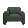 Front view of the Torvi Roll Arm Accent Chair in forest green textured fabric with an oversized rounded silhouette