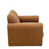 Direct side perspective highlighting the architectural curve from the armrest to the back